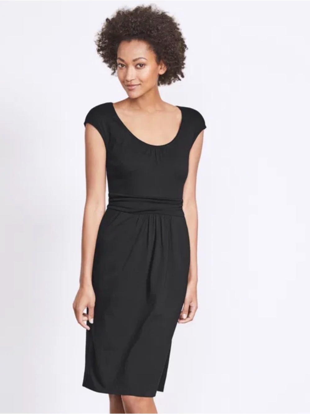 Boden Black Scoop-Neck Knee-Length Dress